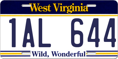 WV license plate 1AL644