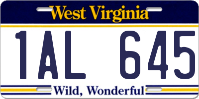 WV license plate 1AL645