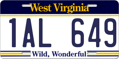 WV license plate 1AL649