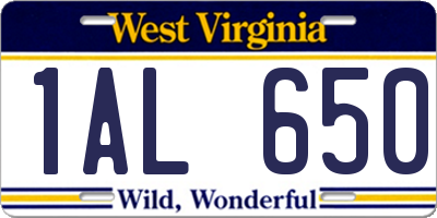 WV license plate 1AL650