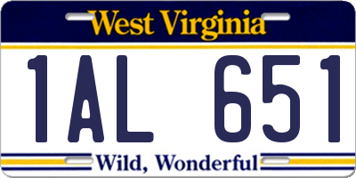 WV license plate 1AL651