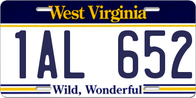 WV license plate 1AL652