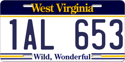 WV license plate 1AL653