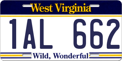 WV license plate 1AL662