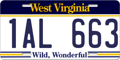WV license plate 1AL663