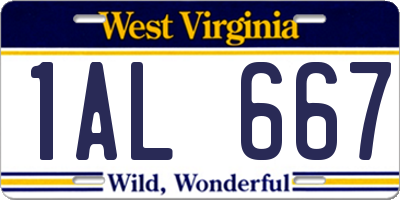 WV license plate 1AL667