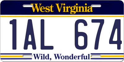 WV license plate 1AL674