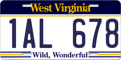 WV license plate 1AL678