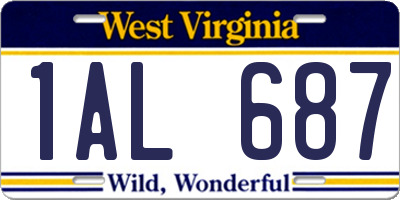 WV license plate 1AL687