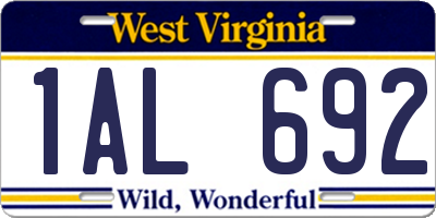 WV license plate 1AL692
