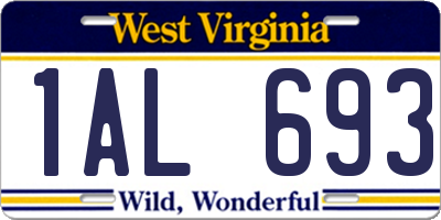 WV license plate 1AL693