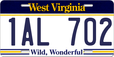 WV license plate 1AL702