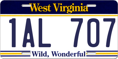WV license plate 1AL707