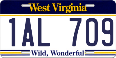 WV license plate 1AL709