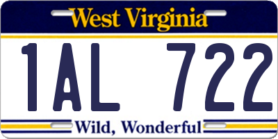 WV license plate 1AL722