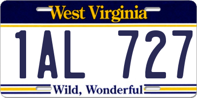 WV license plate 1AL727