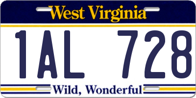 WV license plate 1AL728