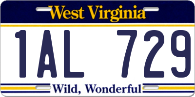 WV license plate 1AL729