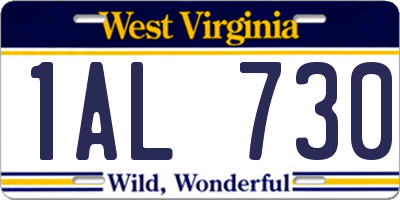 WV license plate 1AL730
