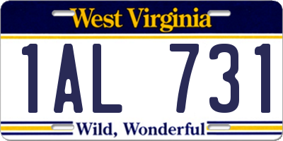 WV license plate 1AL731