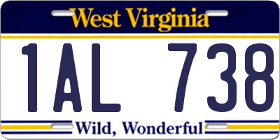 WV license plate 1AL738
