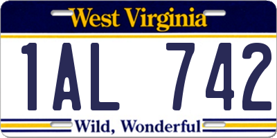 WV license plate 1AL742