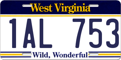 WV license plate 1AL753