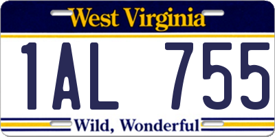 WV license plate 1AL755