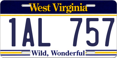 WV license plate 1AL757