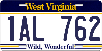 WV license plate 1AL762