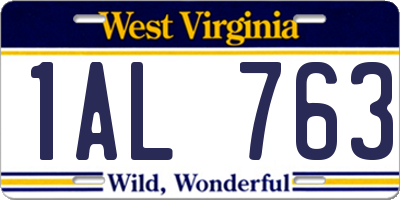 WV license plate 1AL763