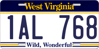 WV license plate 1AL768