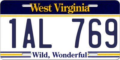 WV license plate 1AL769