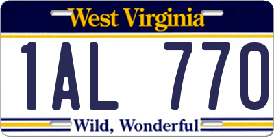 WV license plate 1AL770