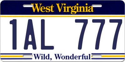 WV license plate 1AL777