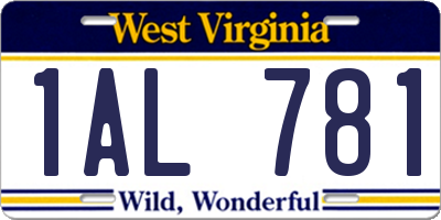 WV license plate 1AL781