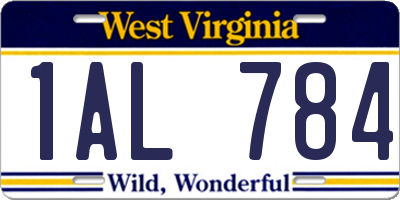 WV license plate 1AL784