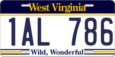WV license plate 1AL786