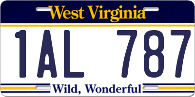 WV license plate 1AL787