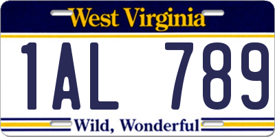 WV license plate 1AL789