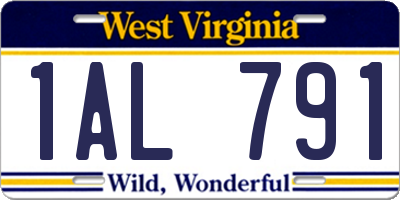 WV license plate 1AL791