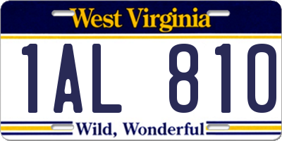 WV license plate 1AL810
