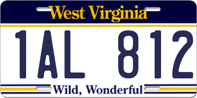 WV license plate 1AL812