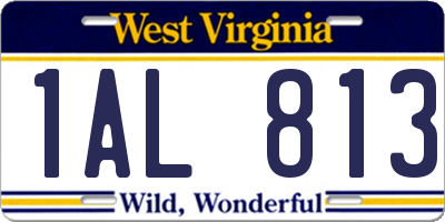 WV license plate 1AL813