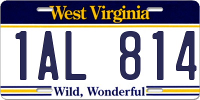 WV license plate 1AL814