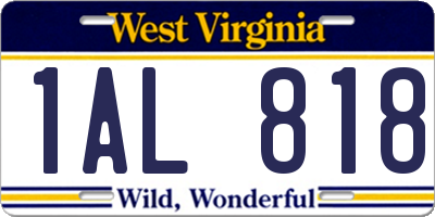 WV license plate 1AL818