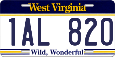 WV license plate 1AL820