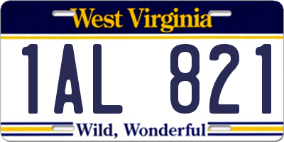 WV license plate 1AL821