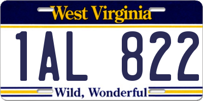 WV license plate 1AL822