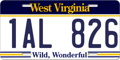WV license plate 1AL826